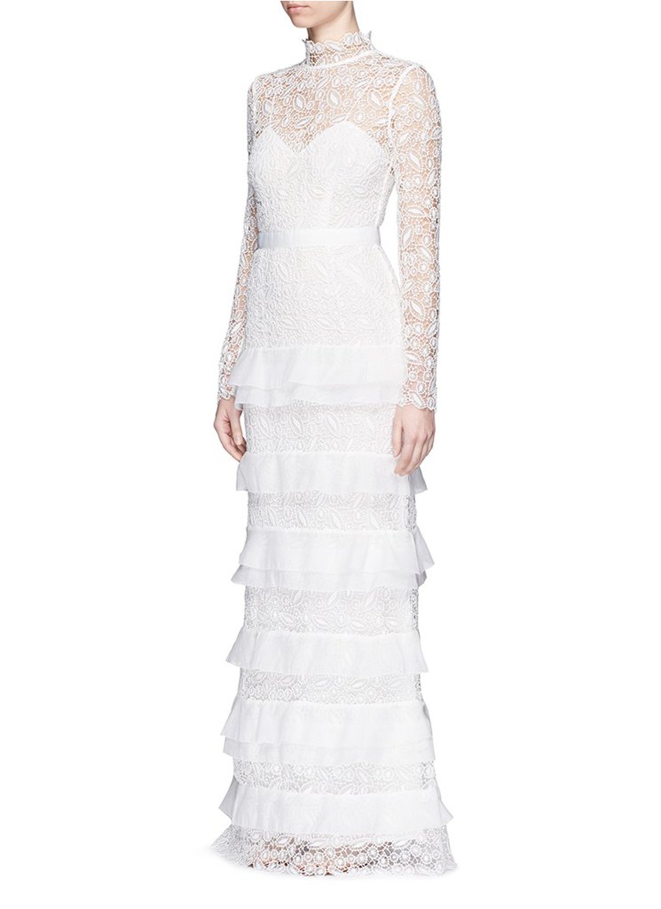 Self-Portrait 'Primrose' organza frill tier lace wedding gown ($1,115)